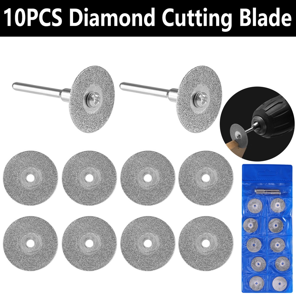 10 PCS Diamond Cutting Wheel Saw Blades Cut Off Discs Set for Dremel Rotary Tool