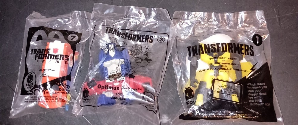 Lot of 3 Sealed Transformers McDonald's Toys 2012 & Up