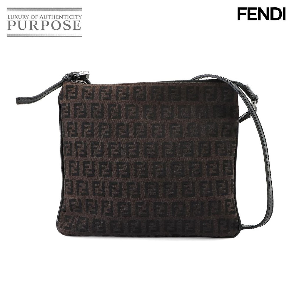 RARE FENDI Zucchino Shoulder Bag in Black Canvas Leather with Gunmetal Hardware 8BT047