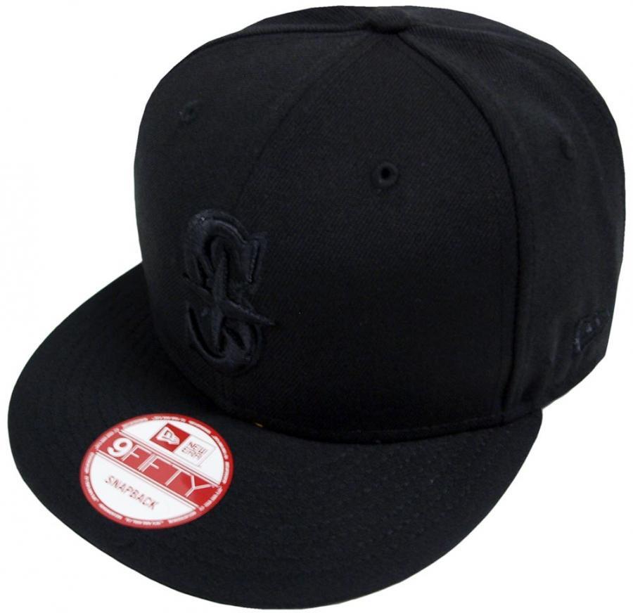 New Era MLB Seattle Mariners Black On Black Snapback Cap 9Fifty Limited Edition