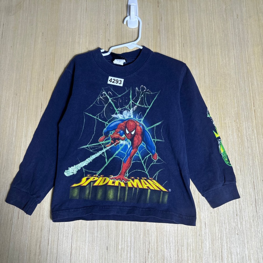 Vintage Marvel Pullover Sweatshirt Kids 4 Blue Spider-Man Long Sleeve Graphic