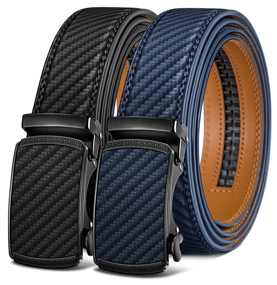 Men Belts 2 Pack,Ratchet Sliding Belt Adjustable For Gift Mens Dress Casual 1...