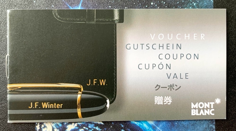 UNUSED MONTBLANC ENGRAVING VOUCHER FOR FOUNTAIN, BALLPOINT OR ROLLERBALL PEN-image