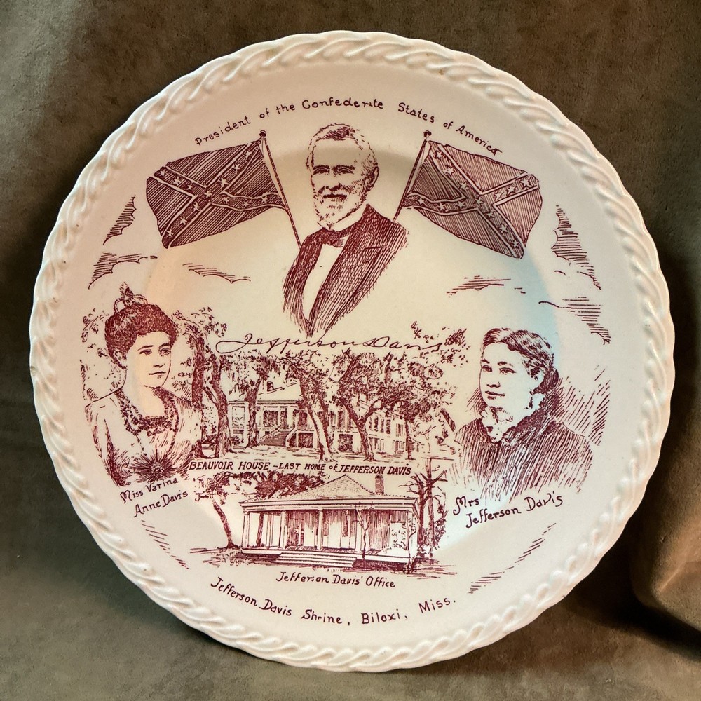 1940s Biloxi Mississippi Vernon kilns Beauvoir House Jefferson Davis plate