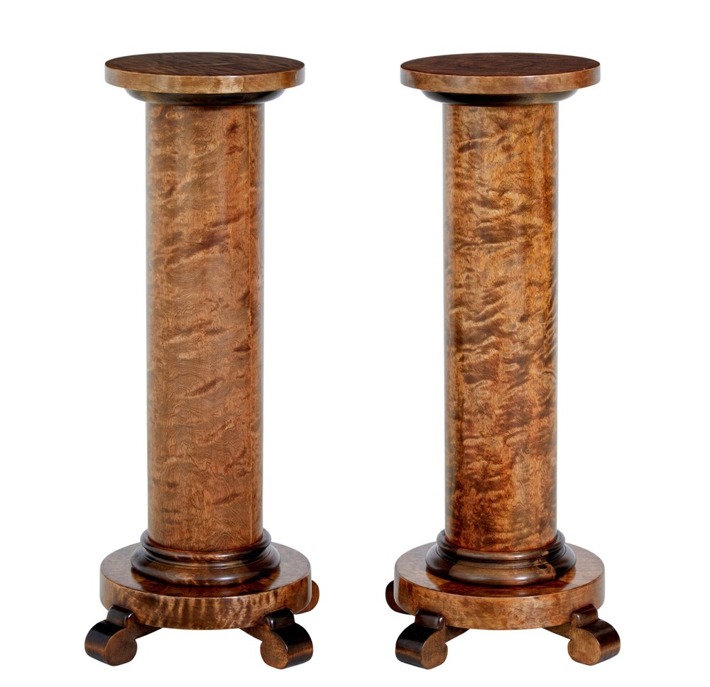 Art Deco Birch Pedestal Pair for Stylish Home Decor