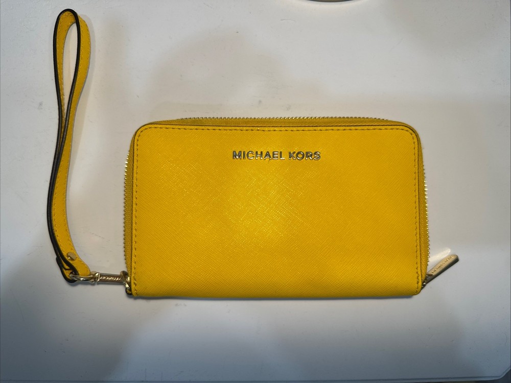 Michael Kors Women’s Leather Wristlet Wallet Yellow