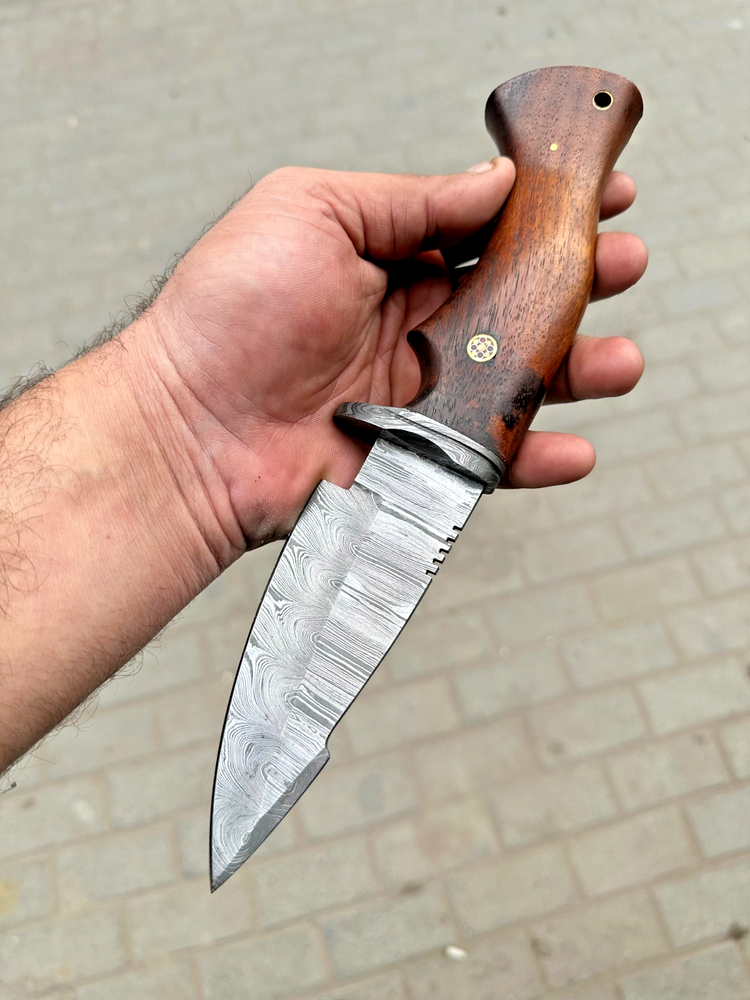 Custom Made Hand Forged Damascus Steel Tracker Hunting Knife Wood Handle 2310