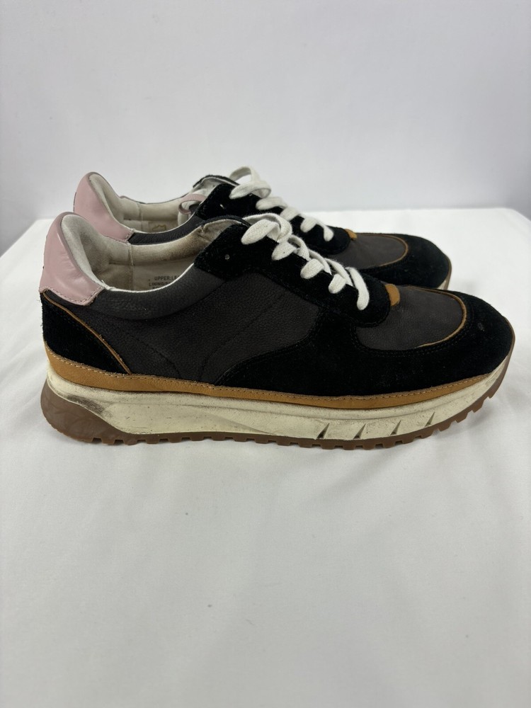 Madewell Kickoff Retro Sneakers in Black Grey Pink Suede Size 9.5
