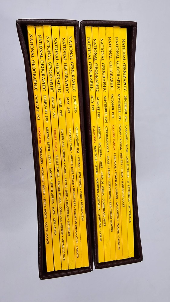 1993 National Geographic 12 Magazines Complete Set & Slipcover/ January-December