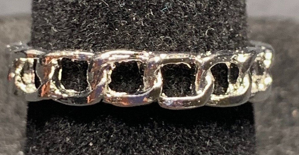 Vintage Antique Silver Tone Chain Ring - Size 6