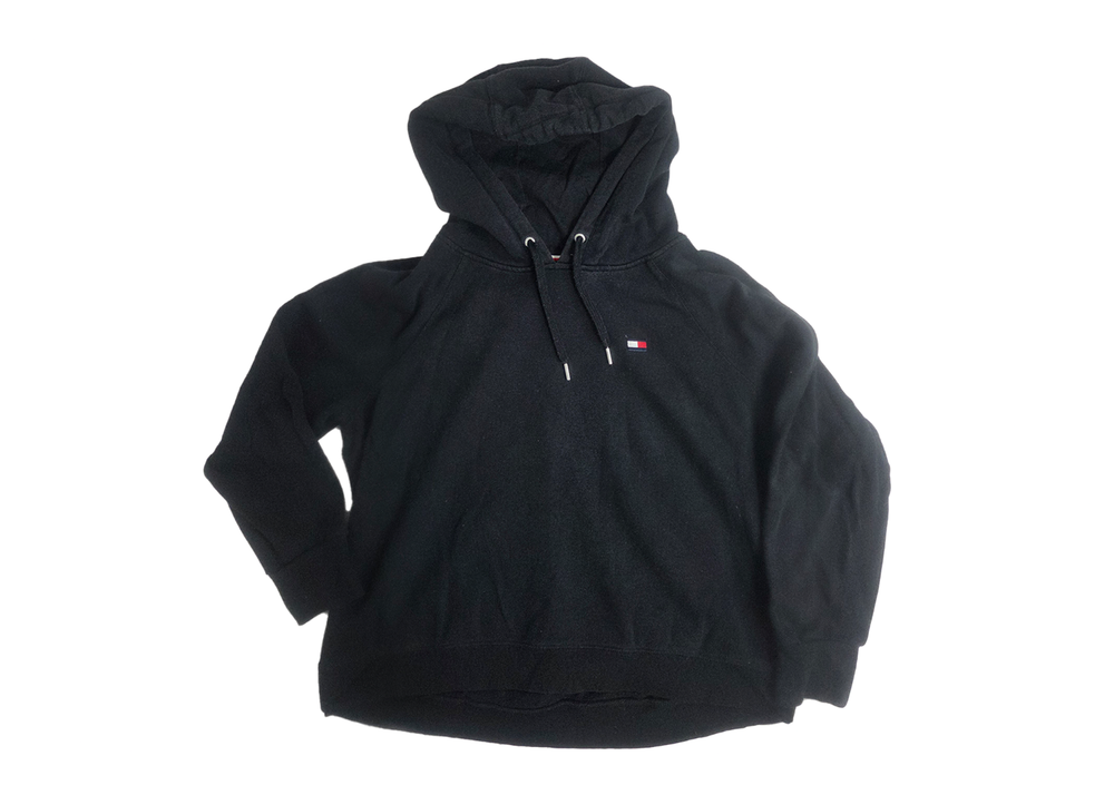 Tommy Hilfiger Sport Women's Hoodie Sweatshirt Black Logo Size Large Pullover