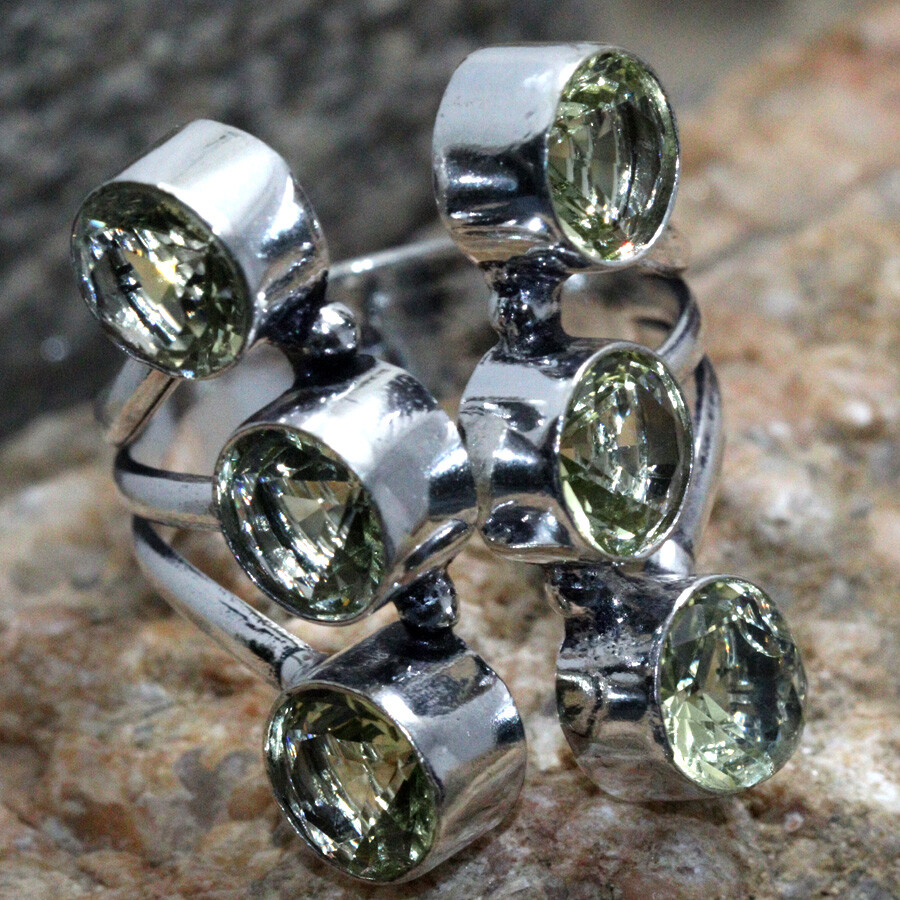 Citrine Gemstone Ring in 925 Silver Plated Free Size US Gift Jewelry JW