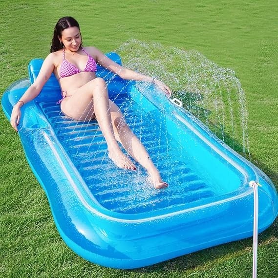 78-Inch Inflatable Tanning Pool Lounger with Built-In Sprinkler for Adults