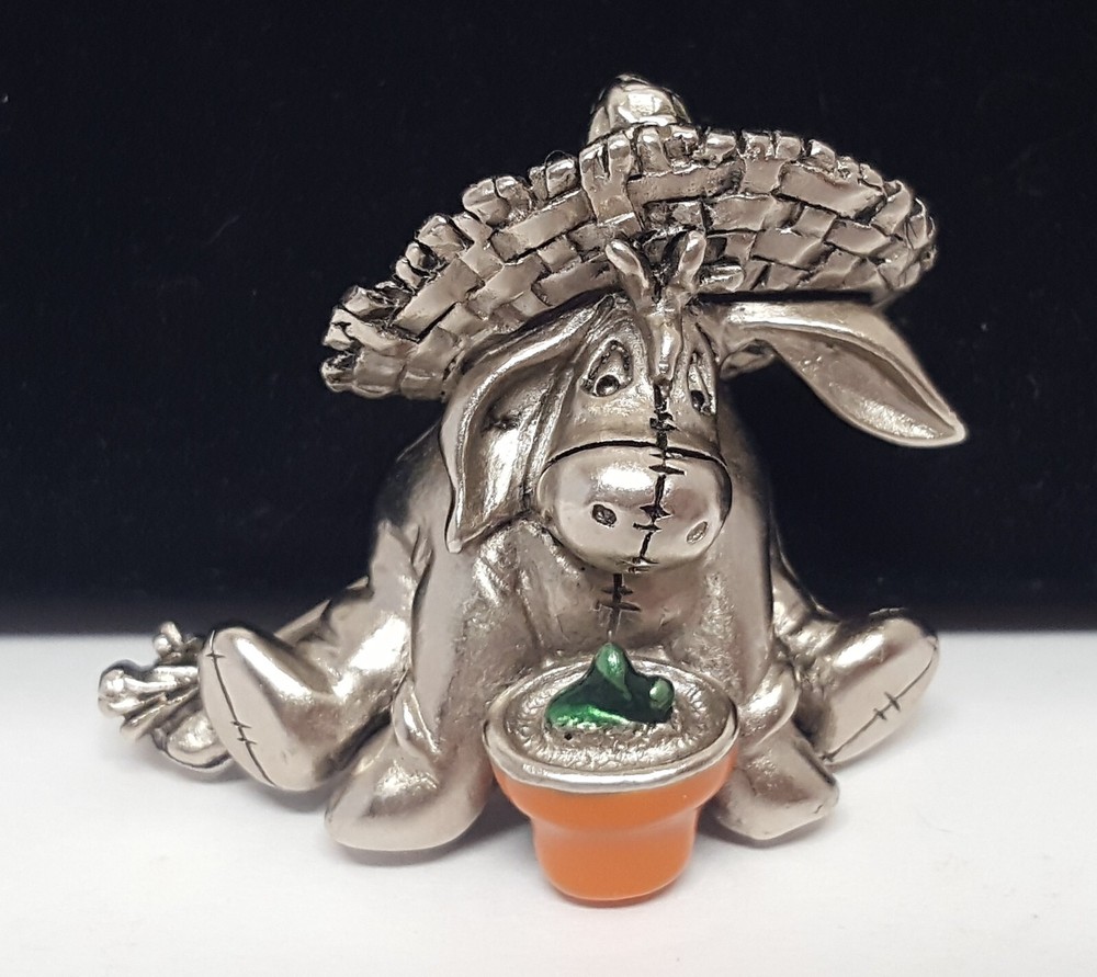 Disney Eeyore Brooch Enamel Potted Planted Garden Hat Sombrero Pooh Friend Pin