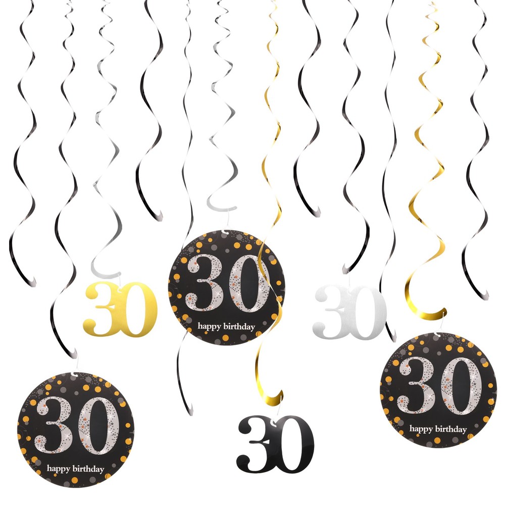 12pcs Mixed Color Hanging Swirls Decorations Party Swirls for 30th Birthday