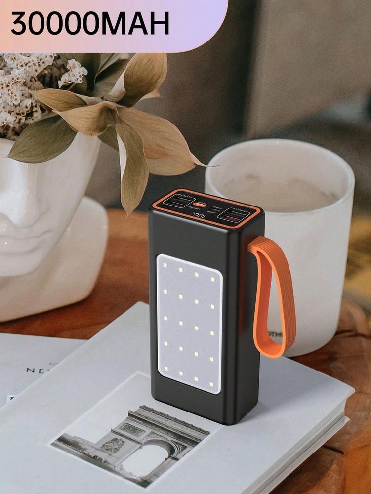 66W 30000mAh Power Bank with LED Flashlight and Triple Outputs