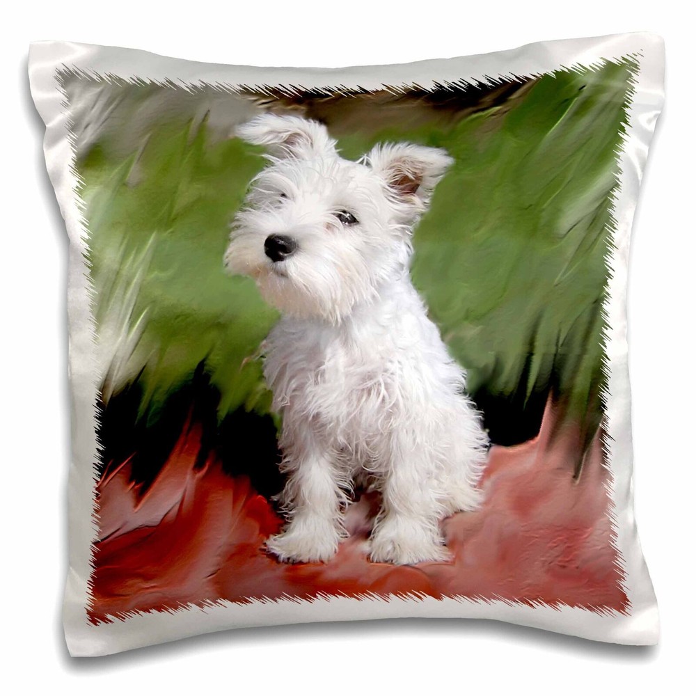 White Schnauzer 16x16 Inch Pillow Case by 3dRose