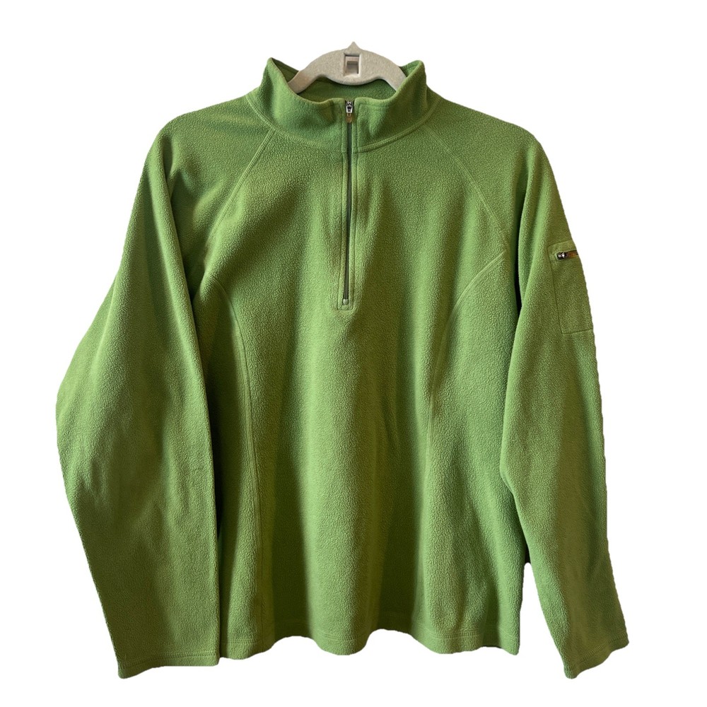 L.L. Bean Sweatshirt 1/4 Zip Fleece Women's XL Green Lightweight Long Sleeve EUC