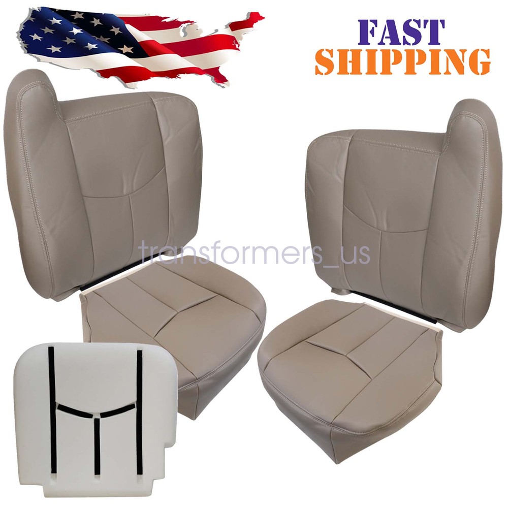 For 2003-2006 Chevy Silverado Front Bottom & Top Seat Cover & Foam Cushion Tan