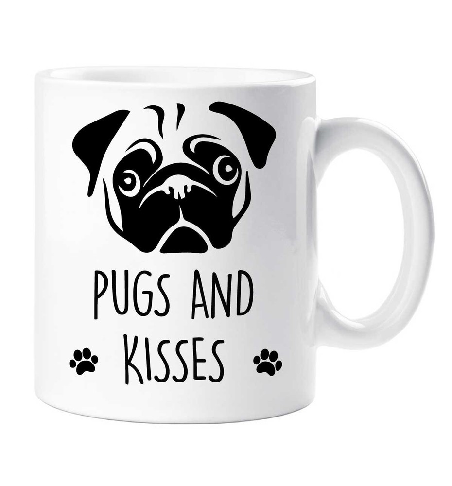 Pug Mug Pugs and Kisses Cute Dog Lover Gift for Birthdays Christmas