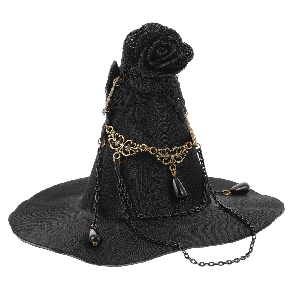Gothic Witch Cloak Hat with White Buzzer Wizard Clip