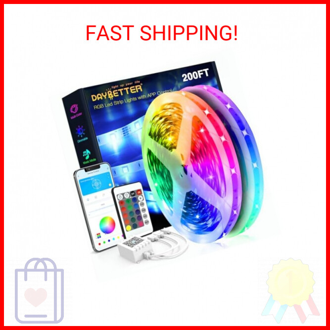 200 ft DAYBETTER Smart LED Strip Lights - 2 x 100 ft Ultra Long RGB Color Changing