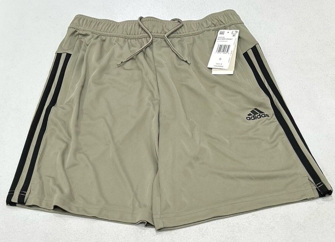 Adidas Men's 3 Stripe Shorts, Silpeb/Black, Size S