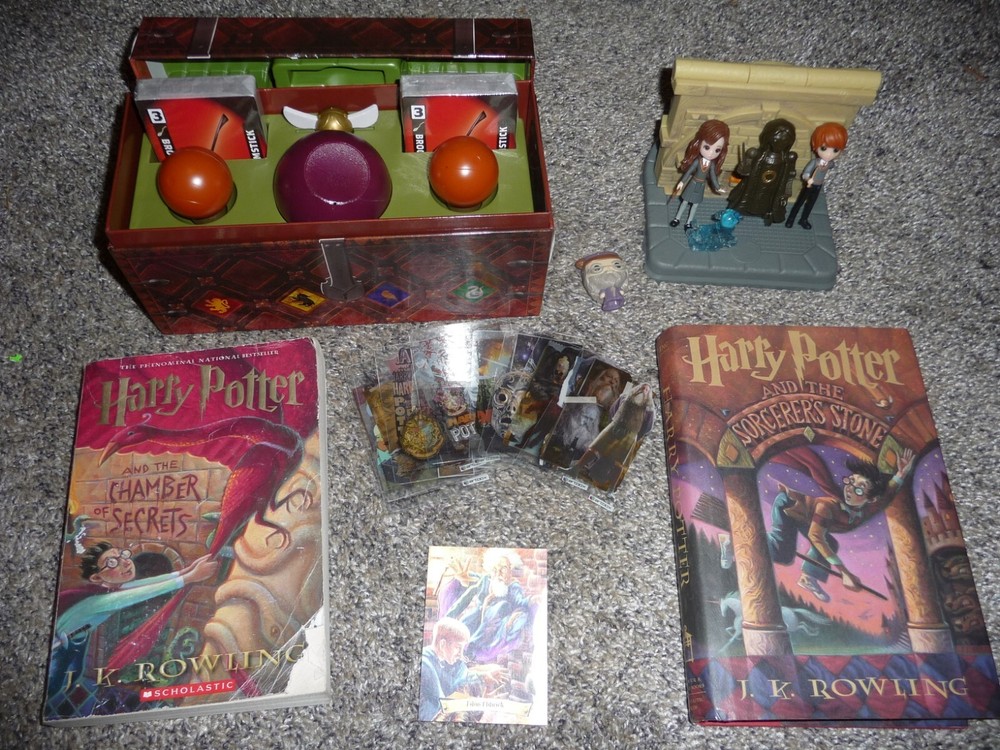 Harry Potter Lot! Books! Room of Requirement Toy! Cards! Golden Snitch Game!