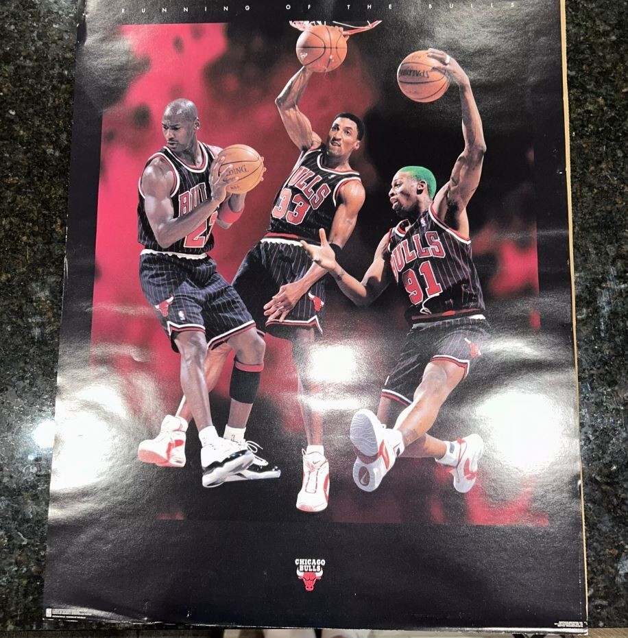 Running Of The Bulls Poster Jordan NBA Minor Wear