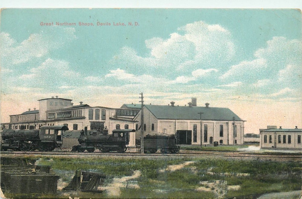 C-1910 Devils Lake North Dakota Great Northern Shops Postcard 25-10387