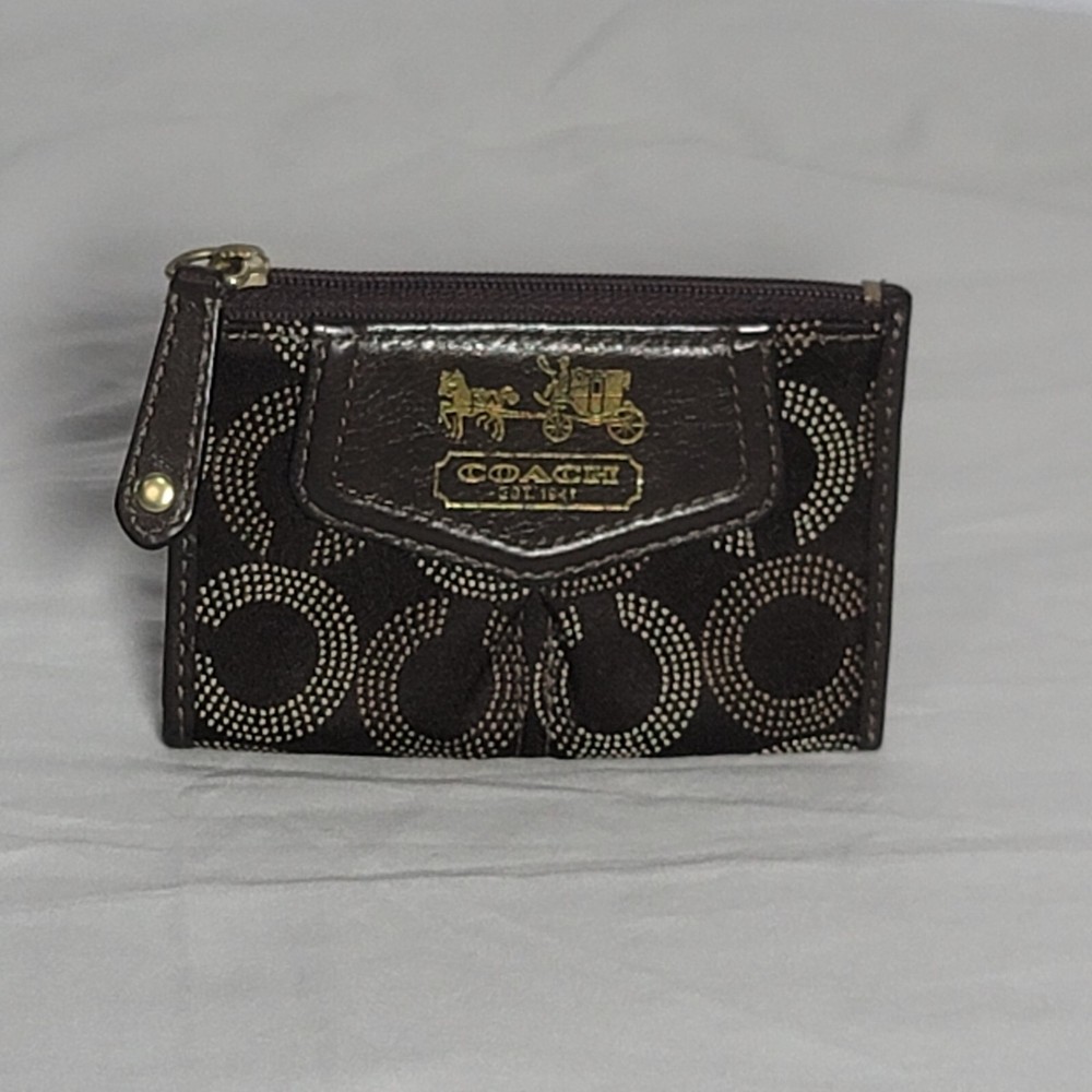 Coach Mini Zip Coin Purse in Brown with Card Holder & Keyring  