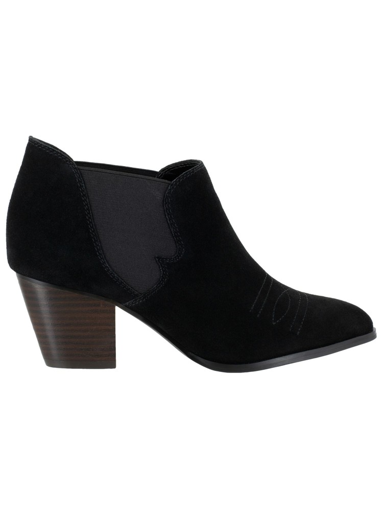 BELLA VITA Womens Black Double Stitch Emilia Slip On Leather Booties 8.5 M