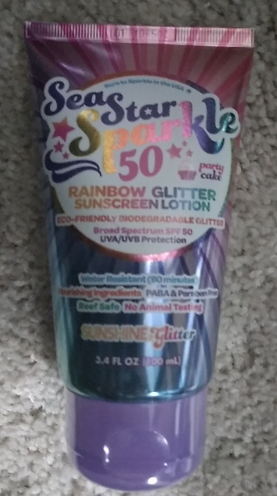 Sparkly Sea Star SPF 50 Sunscreen with Rainbow Glitter Water Resistant