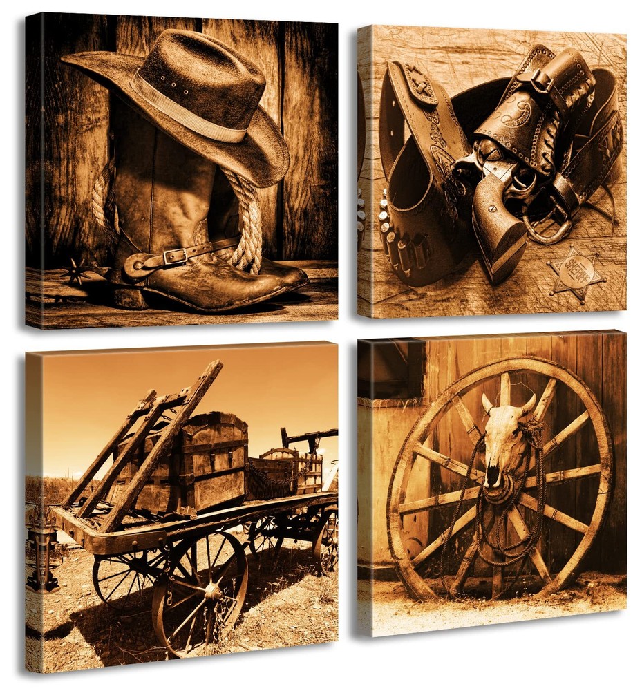DJSYLIFE Western Decor Cowboy Wall Art for Men's Bedroom Office Canvas Printe...
