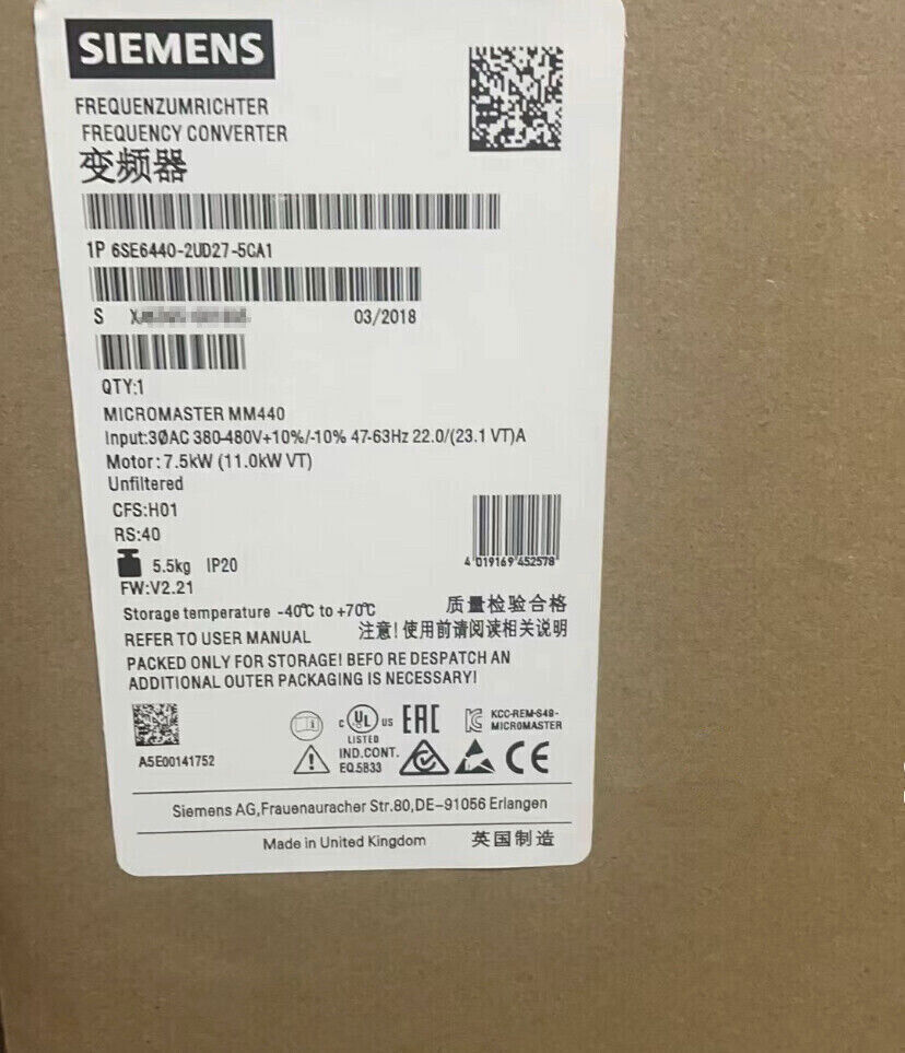 New original SIEMENS 6SE6440-2UD27-5CA1  Fast delivery 6SE64402UD275CA1