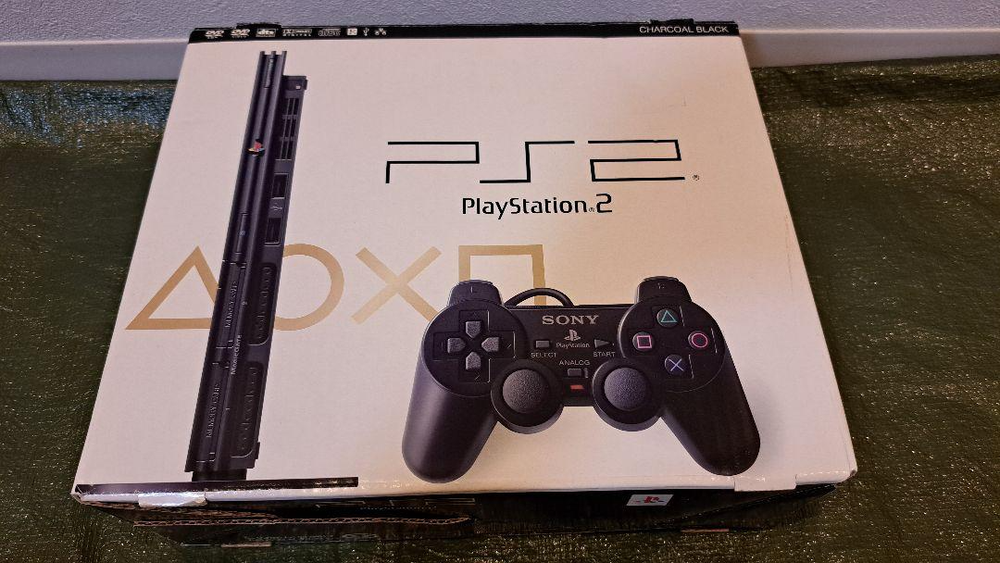 SONY PlayStation 2 PS2 Slim SCPH-75000 Black Console Set Complete System