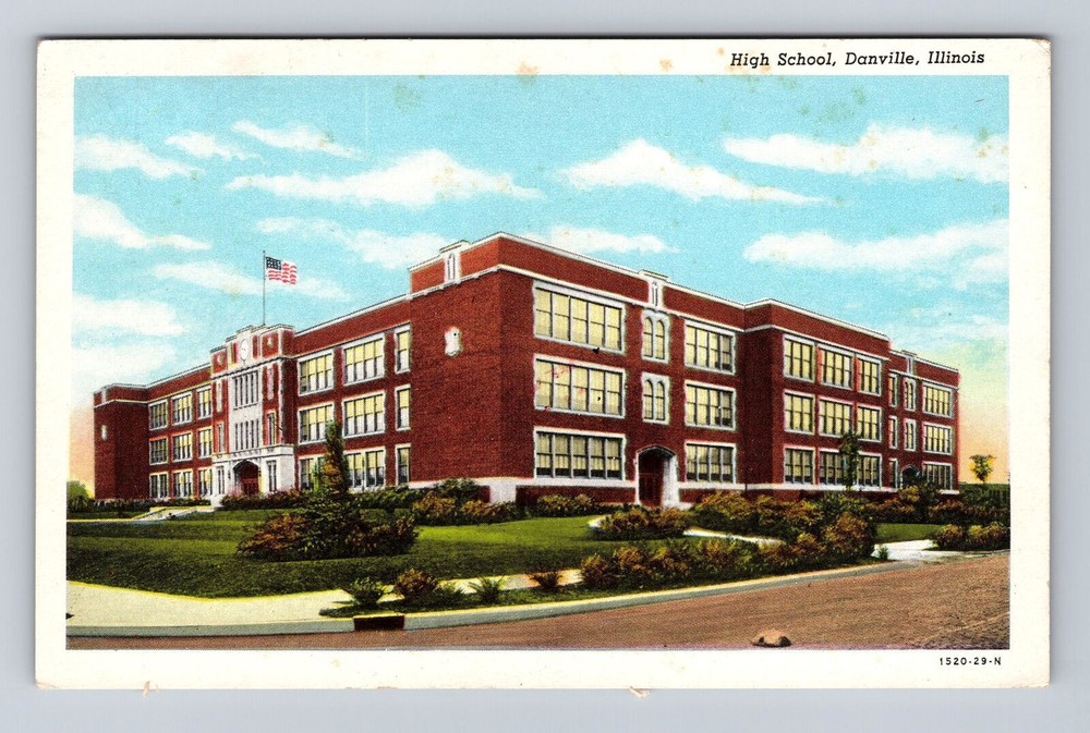 Vintage Danville IL High School Antique Souvenir Postcard  