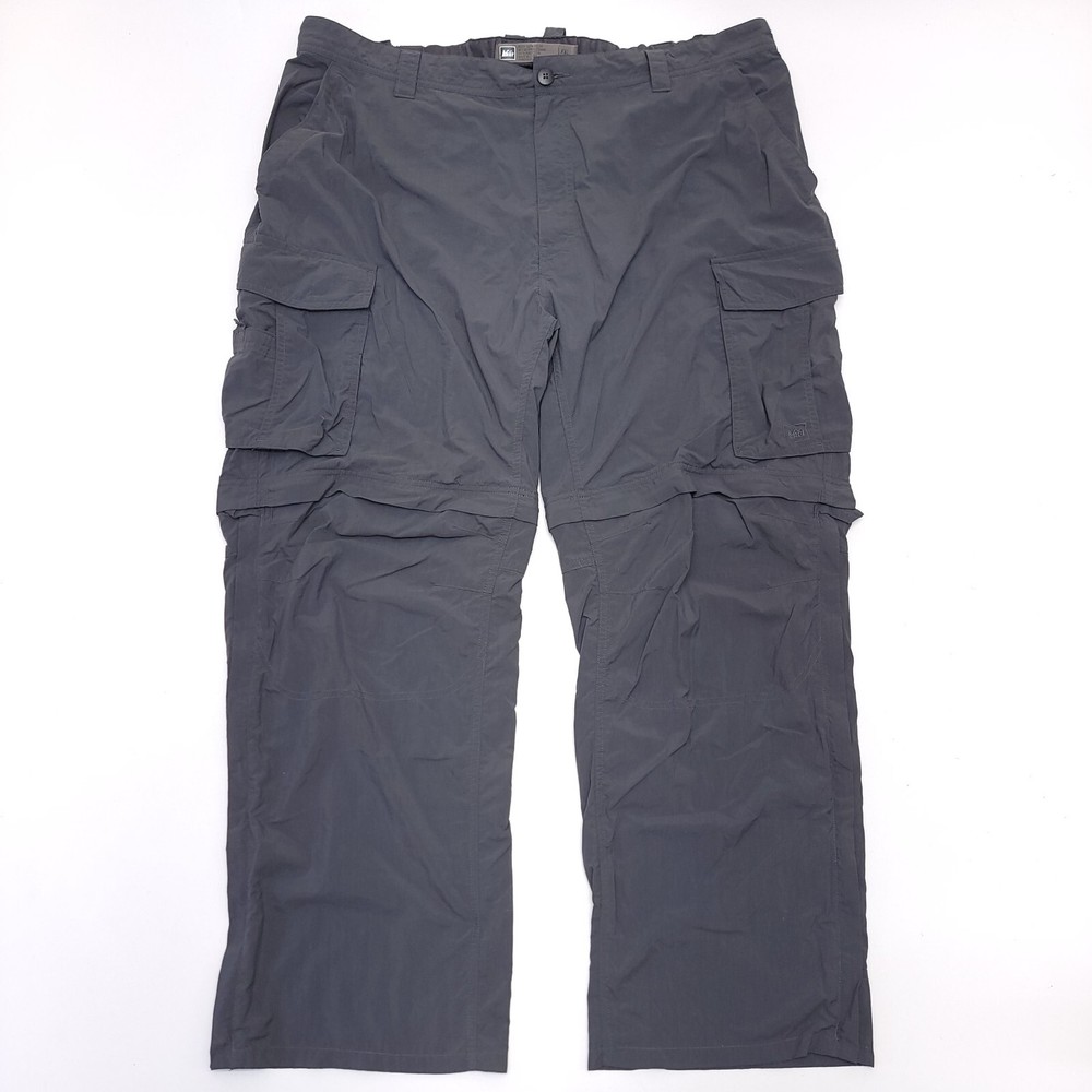 Pantalones cargo convertibles REI para hombre XXL - 30 L gris nailon pesca elástica al aire libre
