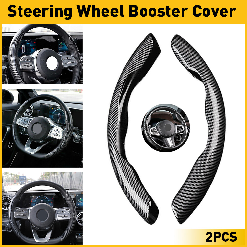 2PCS For Honda Black Car Steering Wheel Booster Cover Accessories Carbon Fiber S