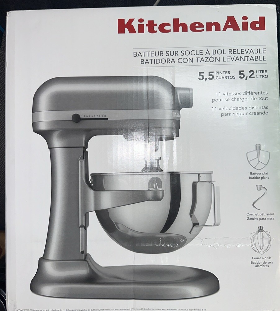 KitchenAid KSM55SXXXCU 120V Silver Stand Mixer 5.5 Qt