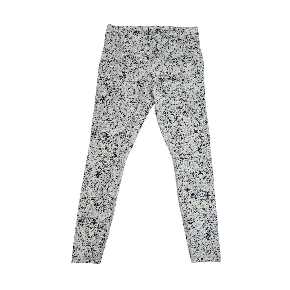 Athleta Size M White Black Gray Speckled Stash Pocket Pants Leggings