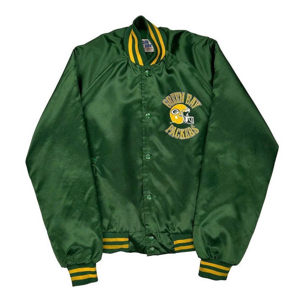 Made In USA Green Bay Packers Chalk Line Nfl Varsity Jacket - Small Green Polyes