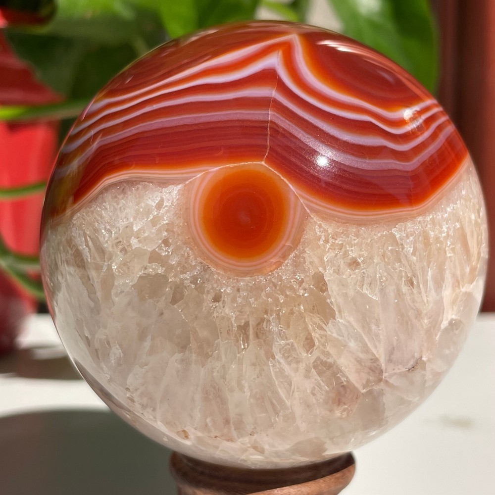 613g Natural Red Carnelian Agate Ball Quartz Crysta Energy Sphere Reiki healing