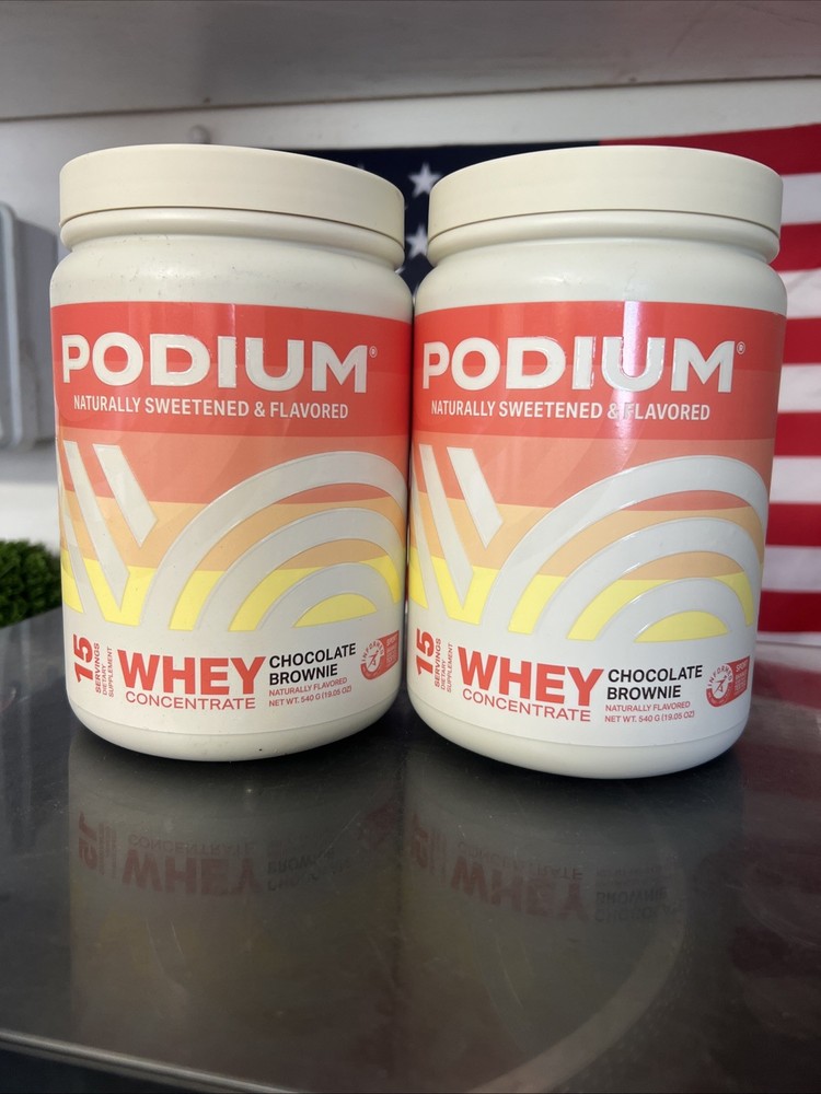2x Podium Nutrition Chocolate Brownie Whey Protein Powder