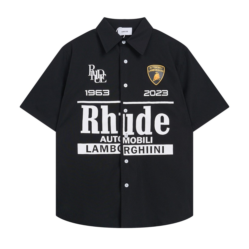 RHUDE High-Quality Cotton Short Sleeve Lapel Shirt for Men & Women Sizes S-XL
