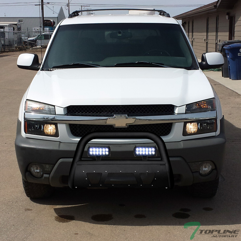 Topline For 99-07 Silverado/Sierra Matte Black Studded Mesh Bull Bar v2+36W LED