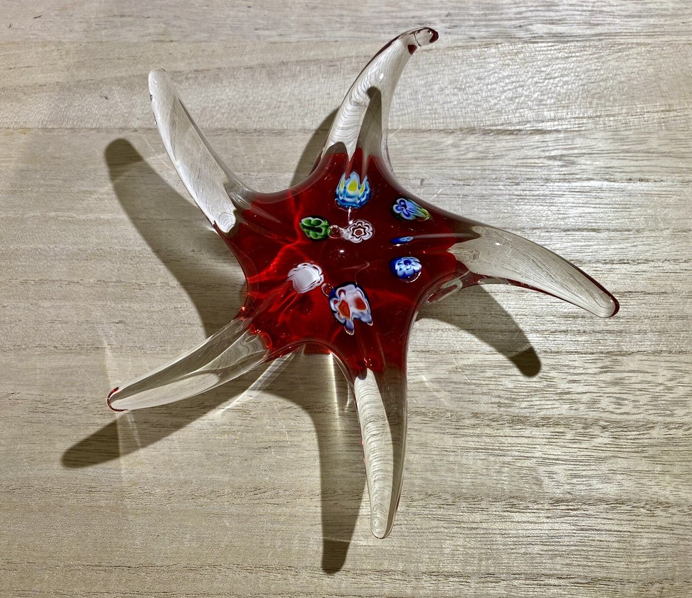 Vintage Red Millefiori Starfish Figurine