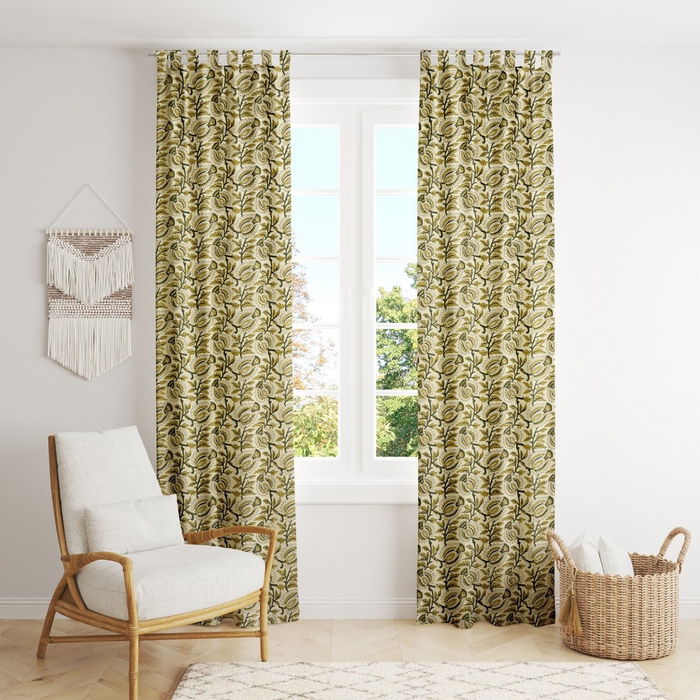 Ethnic Indian Floral Block Print Cotton Curtains Window Drapes