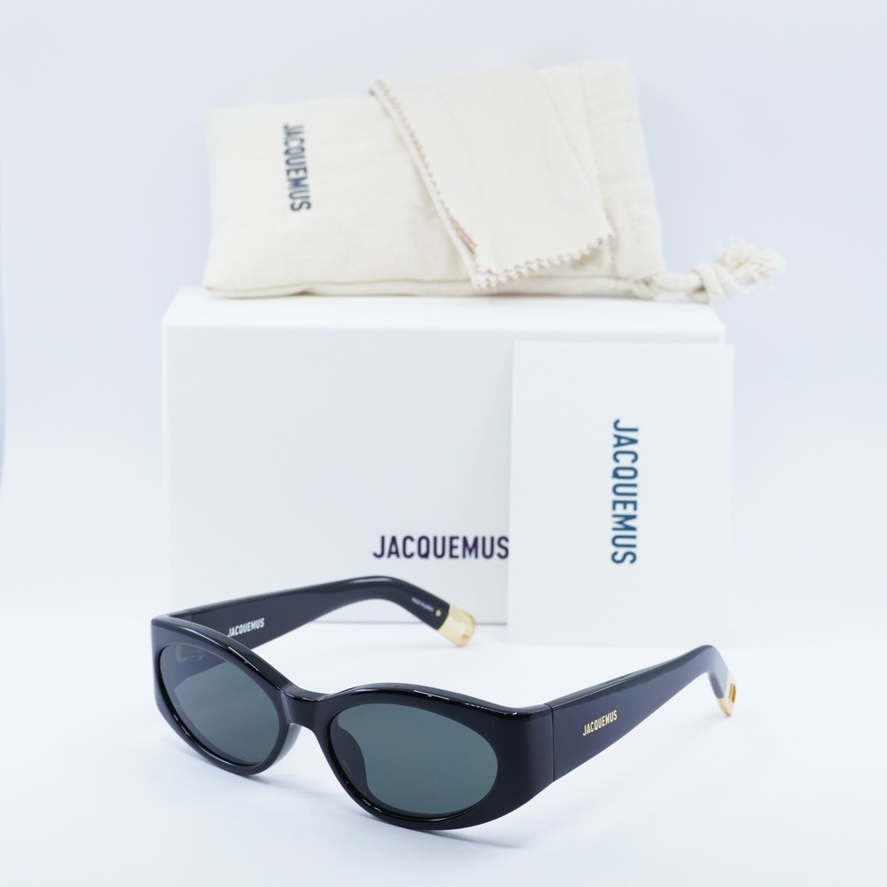 Jacquemus OVALO JAC/4 C1 Shiny Black/Grey 55-17-145 Sunglasses New Authentic