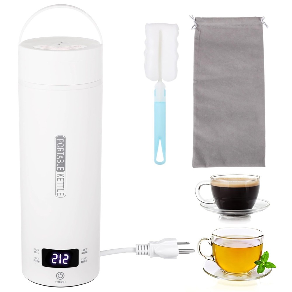 Portable Travel Electric Kettle, 16.9 oz Tea Kettle, 316 Stainless Steel Line...